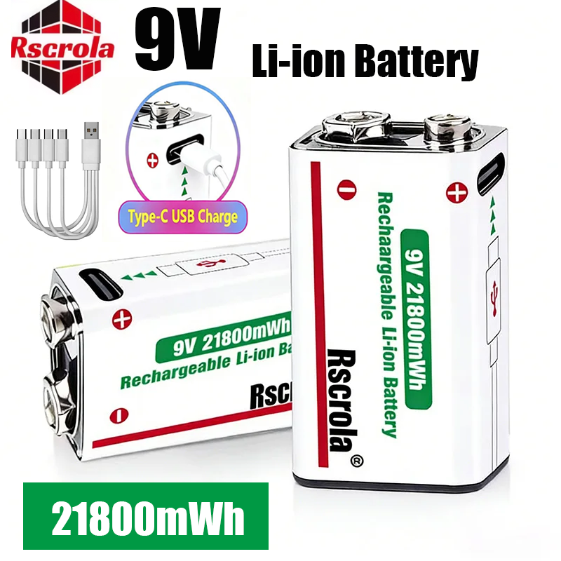 Smoke Detector Interconnected - Batterie Lithium-ion rechargeable USB-C 9V, 21800mWh,