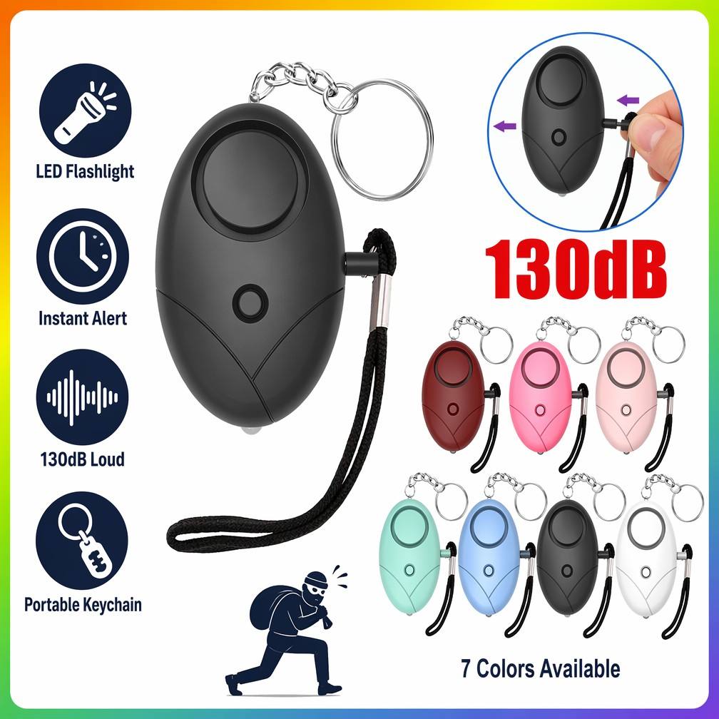 Personal Alarm Keychain - Alarme de sécurité personnelle 130 dB,