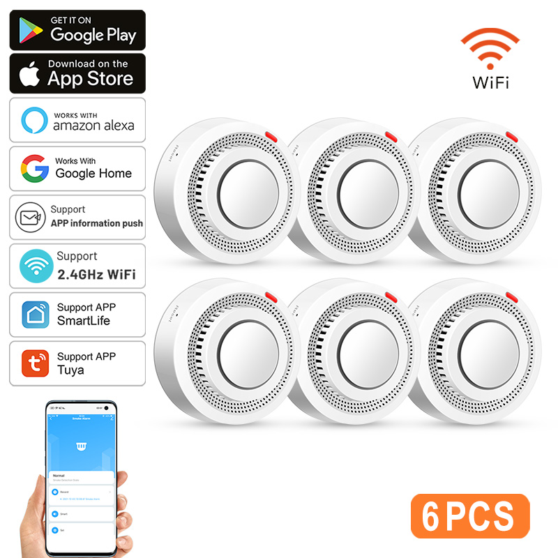 Smoke Detector Interconnected - Lot de 6 détecteurs de fumée