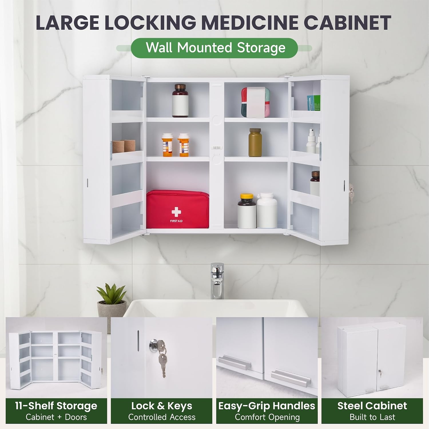 Grande armoire à pharmacie ver - Medicine Cabinet Lock avis et prix